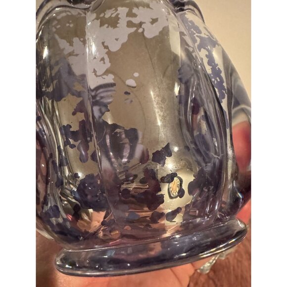 Fitz and Floyd Glass Candle Holder Periwinkle Fleck Small Votive Tea Light Decor - Picture 5 of 8